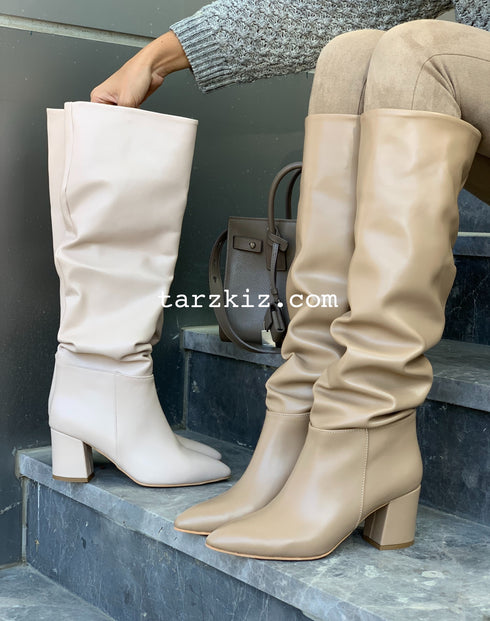 MOCHA KARAMEL DİZ ALTI ÇİZME